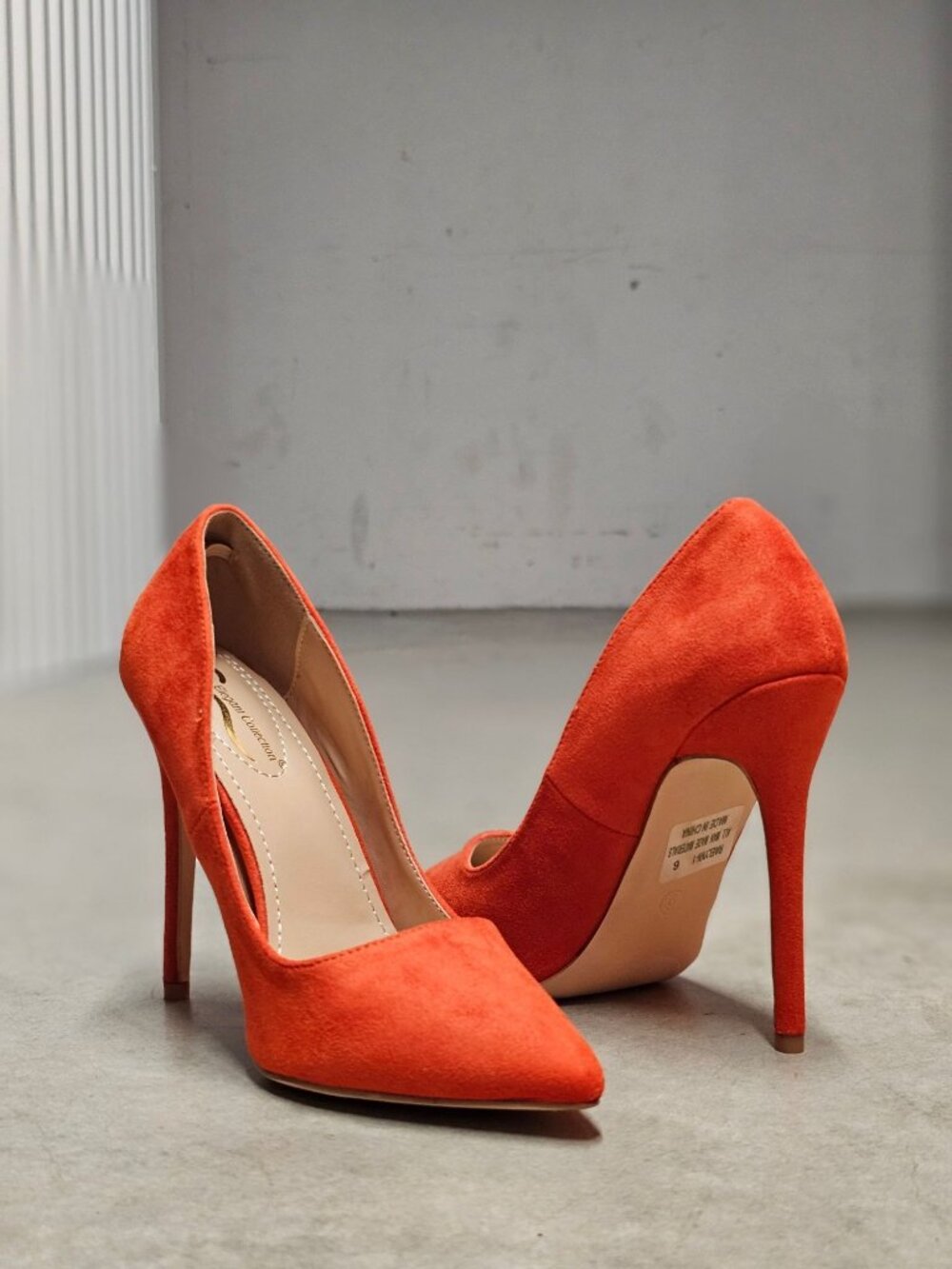Orange Faux Suede Pointed-Toe Stiletto Heels Womens - Picture 4 of 14